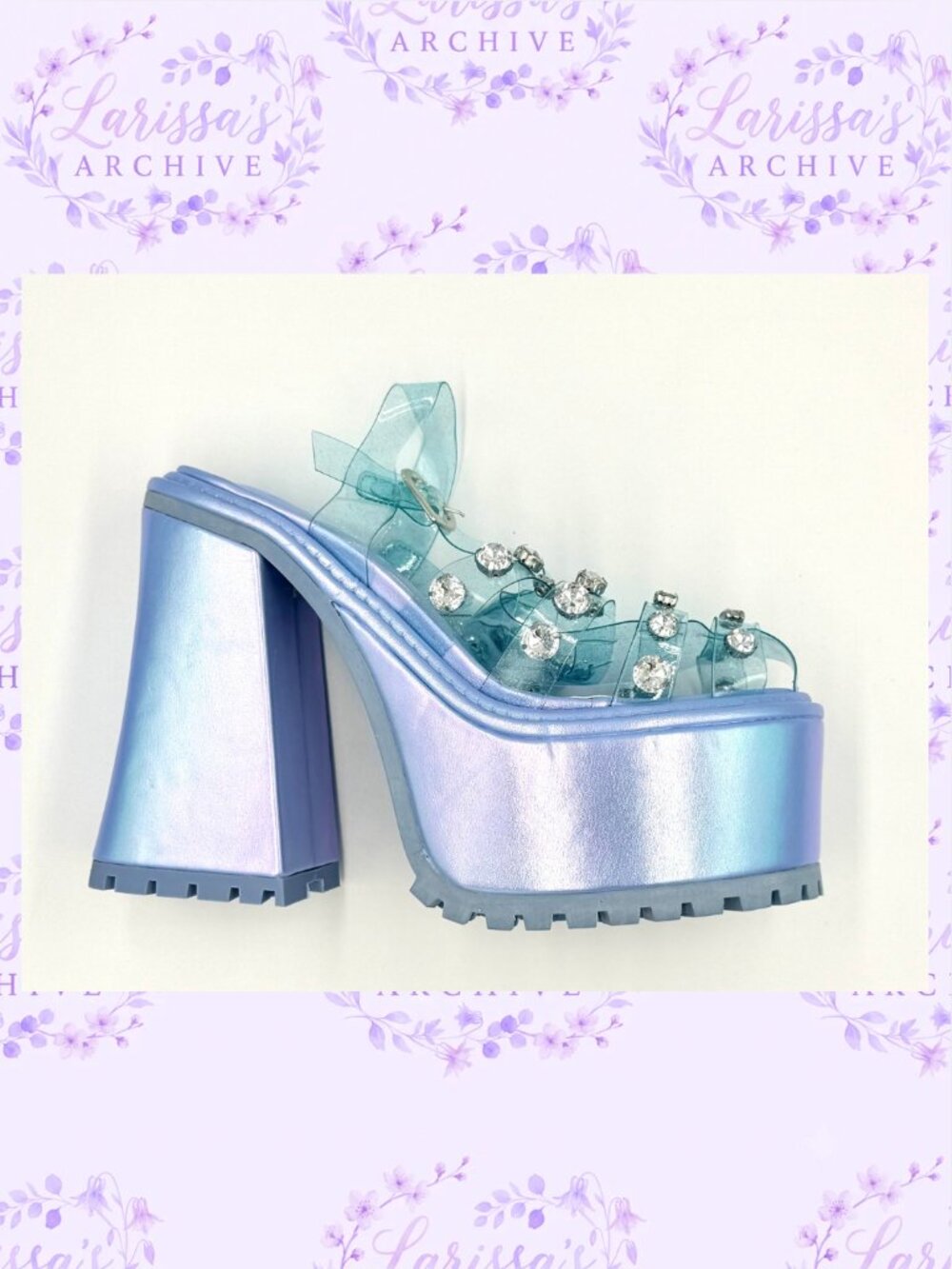 Sugar Thrillz by Dolls Kill | Self-Love Club Holographic Platform Heels | Size 7 - Picture 4 of 15
